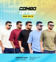 Premium Rib Fabrics Drop Shoulder T-Shirt | 5 Pcs Combo Offer | Save 350tk - ZOWMLB06