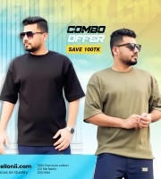 Premium Rib Fabrics Drop Shoulder T-Shirt | 2 Pcs Combo Offer | Save 100tk - ZOB02
