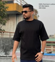 Premium Rib Fabrics Drop Shoulder T-Shirt- Black