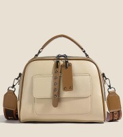 New Design High end ladies' handbag multi-layer large capacity commuting bag(Cream)